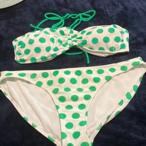 Ocean Pacific Poka Dot Bikini Green on White Size XL 15/17 Juniors